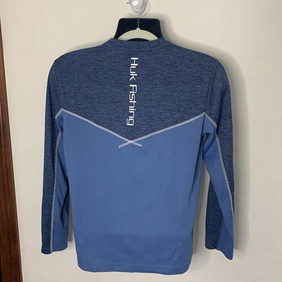 HUK Performance Fishing Blue Long Sleeve Shirt - Picture 6 of 11